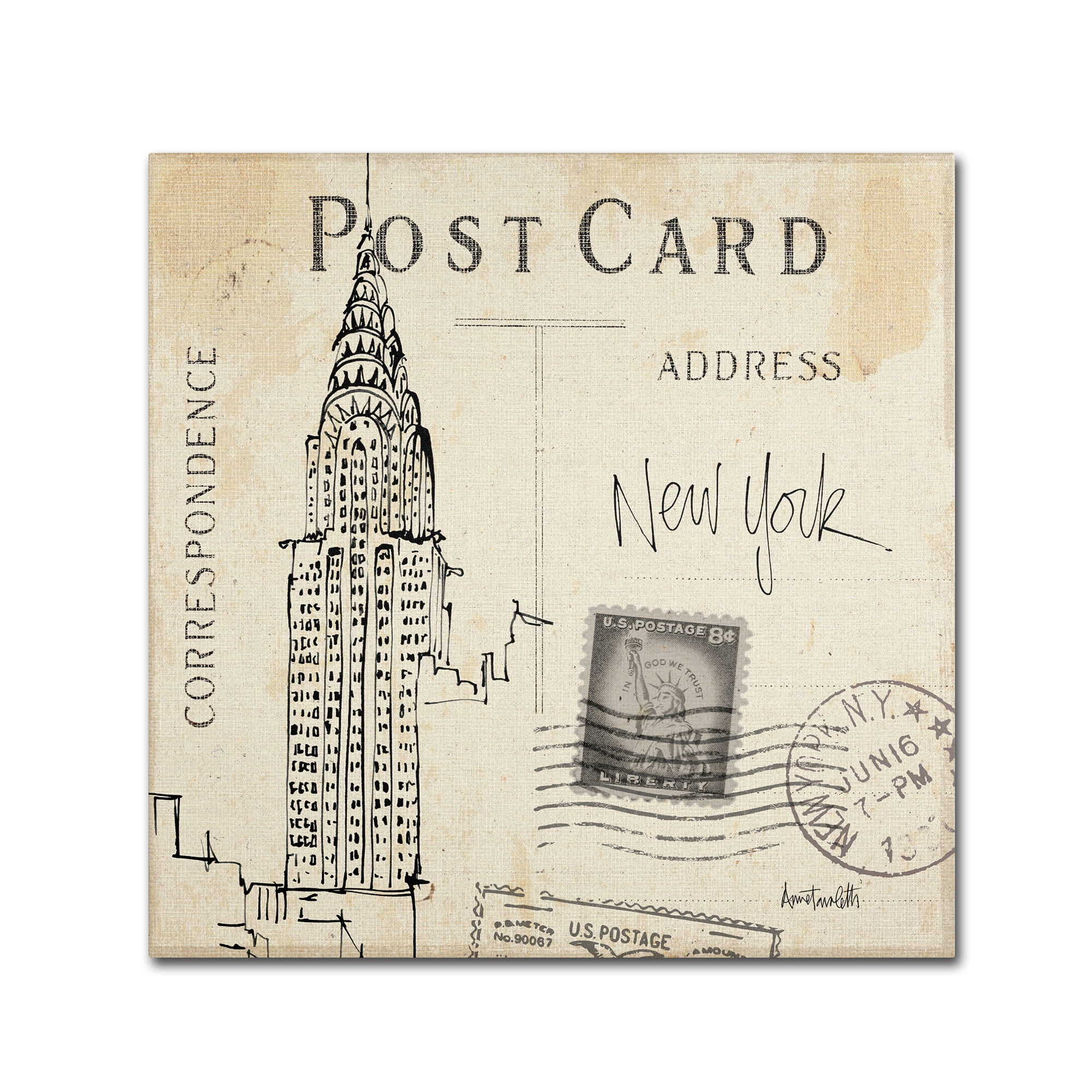Trademark Fine Art "Postcard Sketches I" Canvas Art by Anne Tavoletti