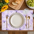 thumbnail image 4 of Purple Flowers Placemats Set of 8, Botanical Florals Plants Country Aesthetic Placemats for Dining Table, Place Mats for Kitchen Tabletop, Waterproof Wipeable Dining Table Mats Set, 4 of 9