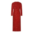 thumbnail image 5 of Ashirexll Formal Dresses for Women Plus Size Split Sequin Floor Length Evening Gown Long Sleeve V-Neck Dress Evening Gowns for Women Formal Red 3XL, 5 of 6