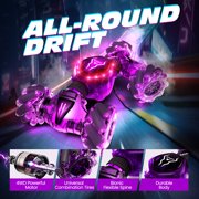Tecnock Remote Control Car for Boys Girls, 2.4GHz 4WD Gesture Sensing RC Stunt Car Toys - 360° Rotating Double Sided Hand Controlled RC Cars with LED Lights, Gifts for Kids Ages 6-8, 8-12, Purple