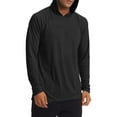 thumbnail image 5 of LEKWK Mens Sun Protection Shirt Long Sleeve Hooded Lightweight Quick Dry Pullover with Thumb Holes Soft Stretch Casual Workout Fishing Hiking Travel Athletic Tops Shirts Tees Black S, 5 of 6