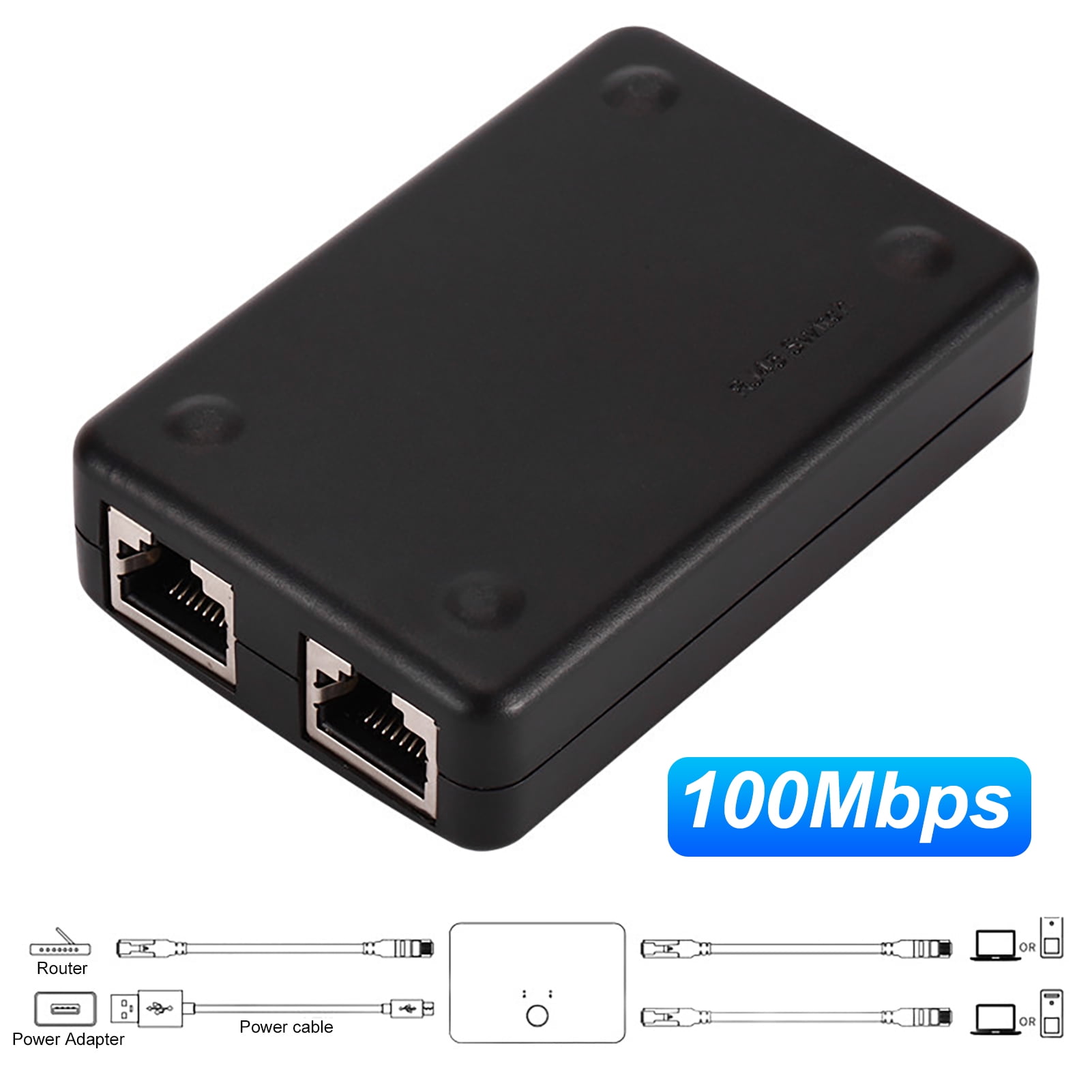 100MHz 2 Port RJ45 Lan Hub Network Switch Splitter Box Computer Ethernet Adapter 