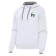thumbnail image 2 of Women's Antigua White Philadelphia 76ers St. Patrick's Day Victory Pullover Hoodie, 2 of 4
