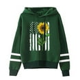 thumbnail image 1 of Pompotops Sweat à Capuche Imprimé Tournesol pour Femmes Manches Longues Rayé, 1 of 2
