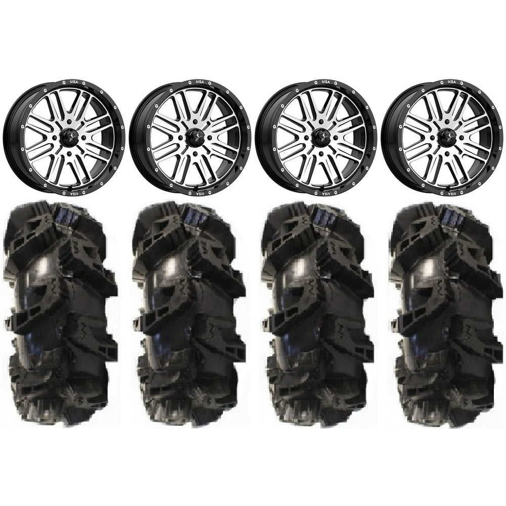 MSA Machined Brute 18" ATV Wheels 36" Silverback MT2 Tires Sportsman