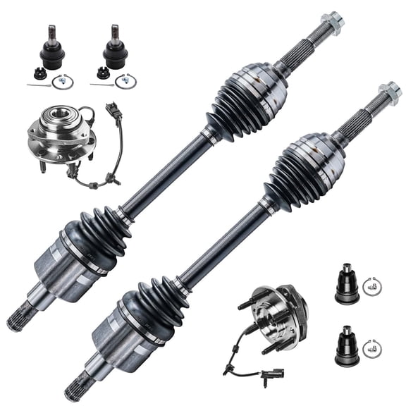 Detroit Axle - Front 8pc Wheel Bearing Hubs Kit for Buick Rainier Chevy Trailblazer EXT GMC Envoy XL XUV Saab 9-7X Isuzu Ascender Oldsmobile Bravada, Wheel Bearings Hubs CV Axles Ball Joints