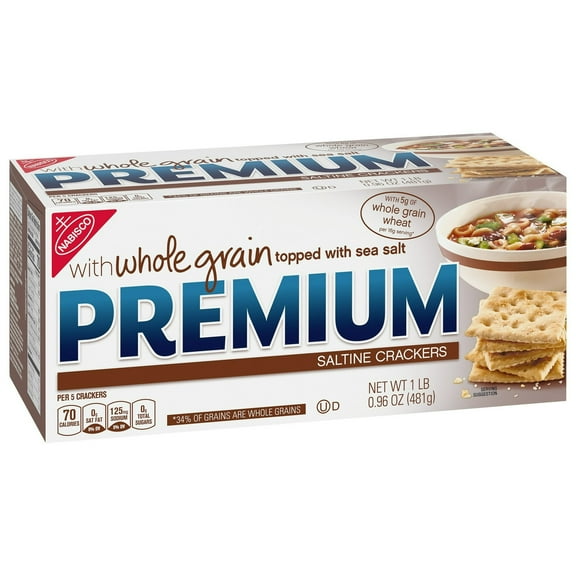 Premium Saltine Crackers with Whole Grain Wheat, 1.06 lb