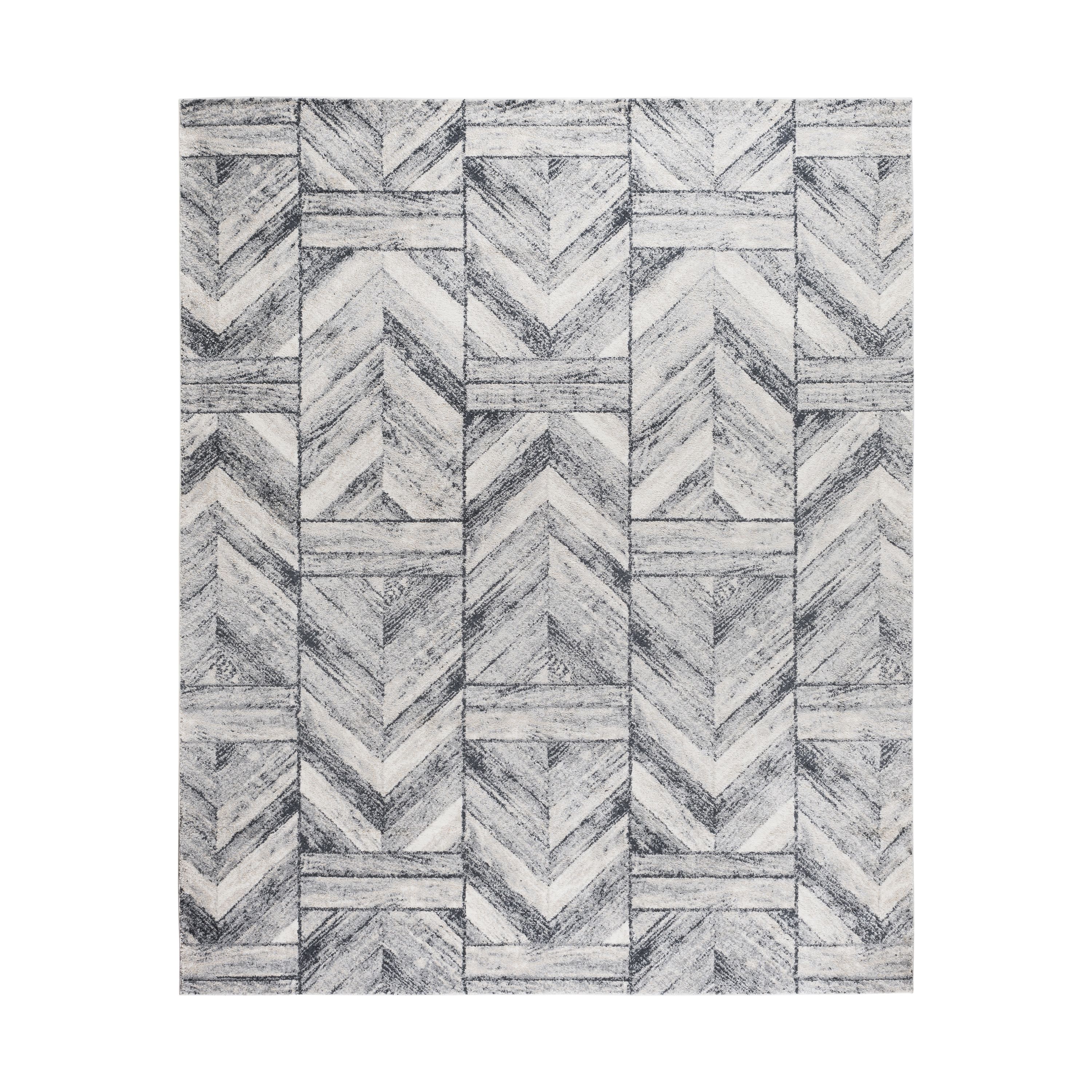 VCNY Home Ryder Modern Grey Ivory Blue Geometric Frise Area Rug, 8' x 10'