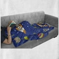 thumbnail image 6 of Cartoon Soft Flannel Fleece Throw Blanket, Outer Space Themed Moon Spaceship and UFO Pattern on Bullseye Circles Backdrop, Cozy Plush for Indoor and Outdoor Use, 50" x 70", Multicolor, by Ambesonne, 6 of 6