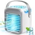 thumbnail image 1 of Enfriador de aire, aire acondicionado pequeño recargable, potente enfriador de espacio personal de 3 velocidades, ventilador pulverizador de escritorio inalámbrico, con asa para acampar en c, 1 of 4