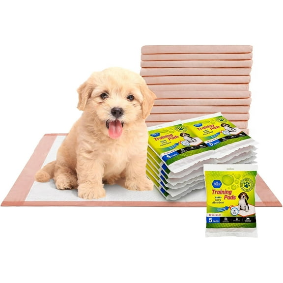 Med Pride Dog Pads 22x24 inch 6-Layer Leakproof Pee Pads for Dogs, 5 count Puppy Training Pads, Peach