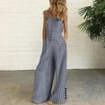 thumbnail image 2 of Byworldtasic Womens Jumpsuit Women's Summer Boho Casual Jumpsuits Wide Leg Plaid Print Baggy Rompers with Pockets, 2 of 3