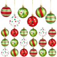 thumbnail image 2 of 24 piezas de adornos de bolas para árbol de Navidad, decoraciones para árbol de Navidad irrompibles de 2,4 pulgadas, bolas navideñas de plástico con lazos para colgar, juego de adornos navideños rojos, 2 of 6