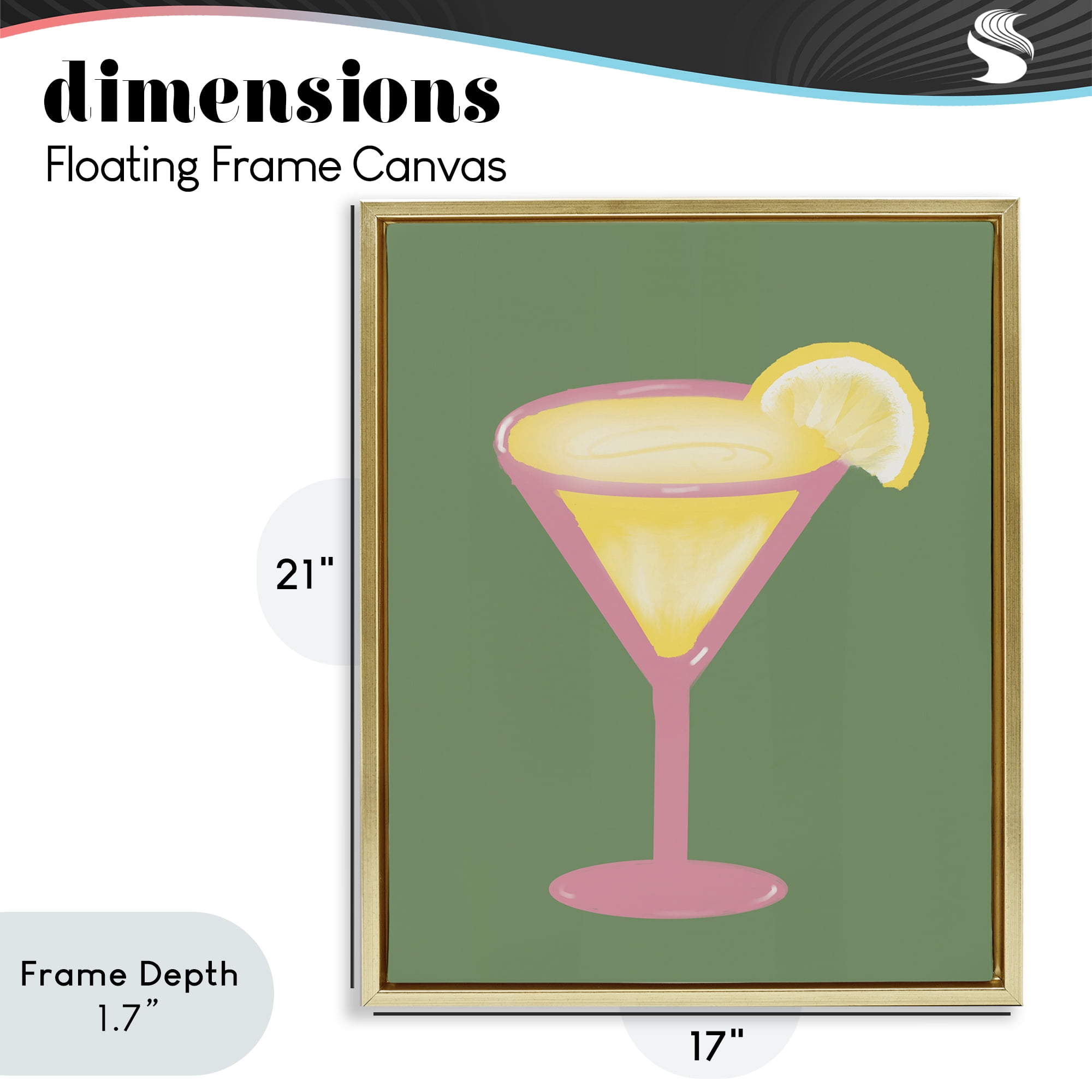 Stupell Industries Lemon Drop Glass over Green Gold Framed Floater Canvas Wall Art, design by Robin Maria