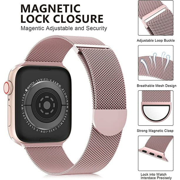 Apple Watch Band Series Ultra SE 8 7 6 5 4 3 2 1 38mm 40mm 41mm 42mm 44mm 45mm 49mm Women and Men Stainless Steel Mesh Loop Magnetic Clasp