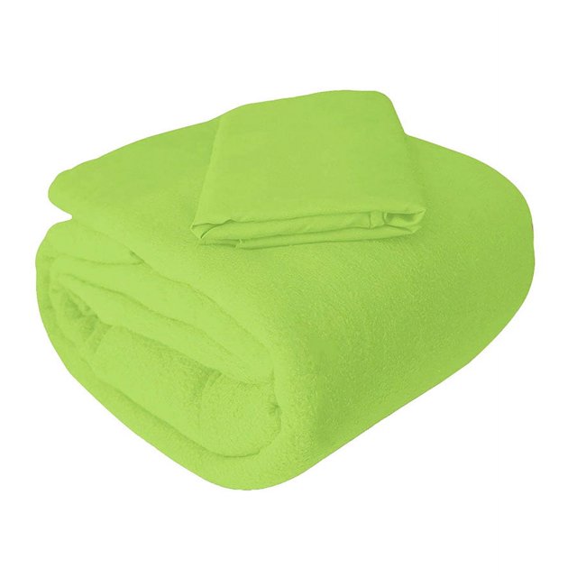 Juego de sábana Individual Polar Térmica, súper Ligera, cómoda y Caliente, Ideal para Noches de frío "Verde Limon" Melocotton Invernal