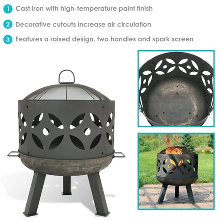 Sunnydaze Retro Fire Pit Bowl Pot, Sunnydaze Foldable Fire Pit Cooking Grill Grater