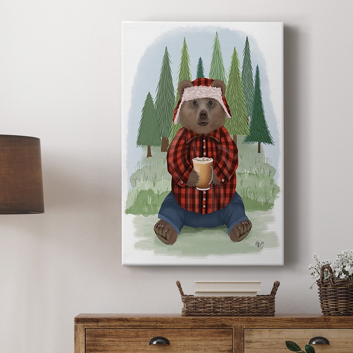 Lumberjack Bear Latte Premium Gallery Wrapped Canvas - Ready to Hang