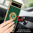 thumbnail image 3 of for Google Pixel 6A Case with Ring Holder Kickstand 360 Degree Rotation  Car Finger Soft TPU Slim Cover Shockproof Full Body Protective Phone Case for Google Pixel 6a 6.1", Dark Green, 3 of 16