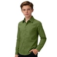 thumbnail image 2 of CUZIBR Boys Long Sleeve Shirts Solid Color Button Down Casualturndown Collar Classic Fit Blouse Top Loose School Uniform Oxford Solid Classic Collared Shirt Casual Tee Tops,Green,13-14 Years, 2 of 4