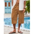 thumbnail image 2 of Men's Linen Harem Capri Pants Casual Lightweight Drawstring Yoga Pants Baggy 3/4 Beach Trousers, 2 of 6