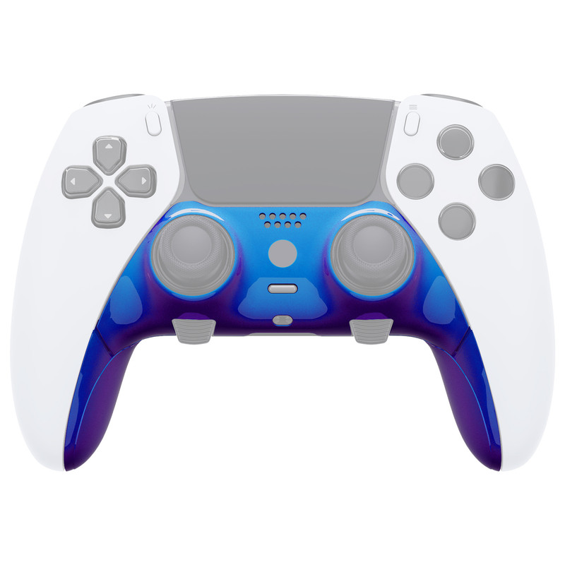 eXtremeRate Top Bottom Decorative Trim Shell Compatible with ps5 Edge Controller DIY Replacement Front Back Clip Shell, Custom Chameleon Purple Blue Plates Cover Compatible with ps5 Edge Controller