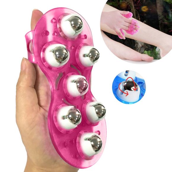 Seven Beads Rolling Balls Massager Palm Shaped Massage Roller Balls 360 Degree Rotation Manual Massager