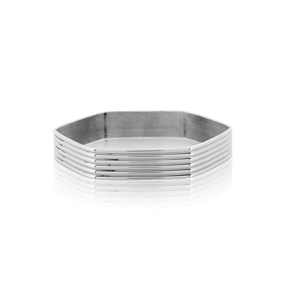 ELYA Jewelry Women's Striped Hexagon Steel Bangle Bracelet (12mm Wide)