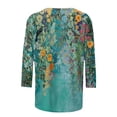 thumbnail image 4 of Meichang T-Shirts Col Rond pour Femmes Mode Vintage Graphiques Manches 3/4 Décontracté Ample Pull Basique Blouse Hauts d'Été, 4 of 5