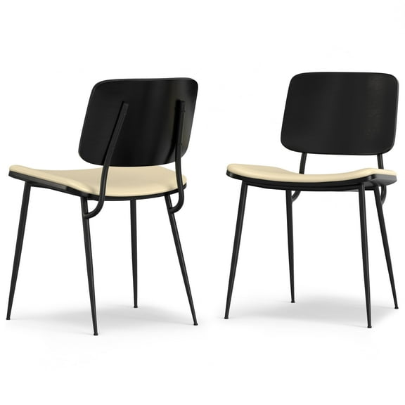 Simpli Home Hayley Dining Chair (Set of 2) in Cream Vegan Faux Leather