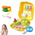 thumbnail image 1 of Kids Pretend to Play Set Toys  Children‘s Simulation Jewelry Dressing Table Toothbrush Tool Set Kitchen Tableware with Backback Box for Boys Girls  White, 1 of 9