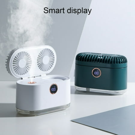 

Mairbeon 2000mAh Misting Fan with 3 Speed Double Head Rechargeable Quiet Intermittent/Consistent Misting Cooling Digital Display Spray Fan Summer Gift