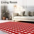 thumbnail image 2 of Ultra Soft Area Rug, Festive Striped Christmas with Sparkling Snowflakes, Non Slip, Stain Resistant, Washable Area Rugs for Living Room, Bedroom(Red, 4X6), 2 of 8