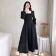 thumbnail image 1 of Vestido de mujer de moda con cuello cuadrado y corte A, largo medio, para la temporada de primavera, 1 of 4