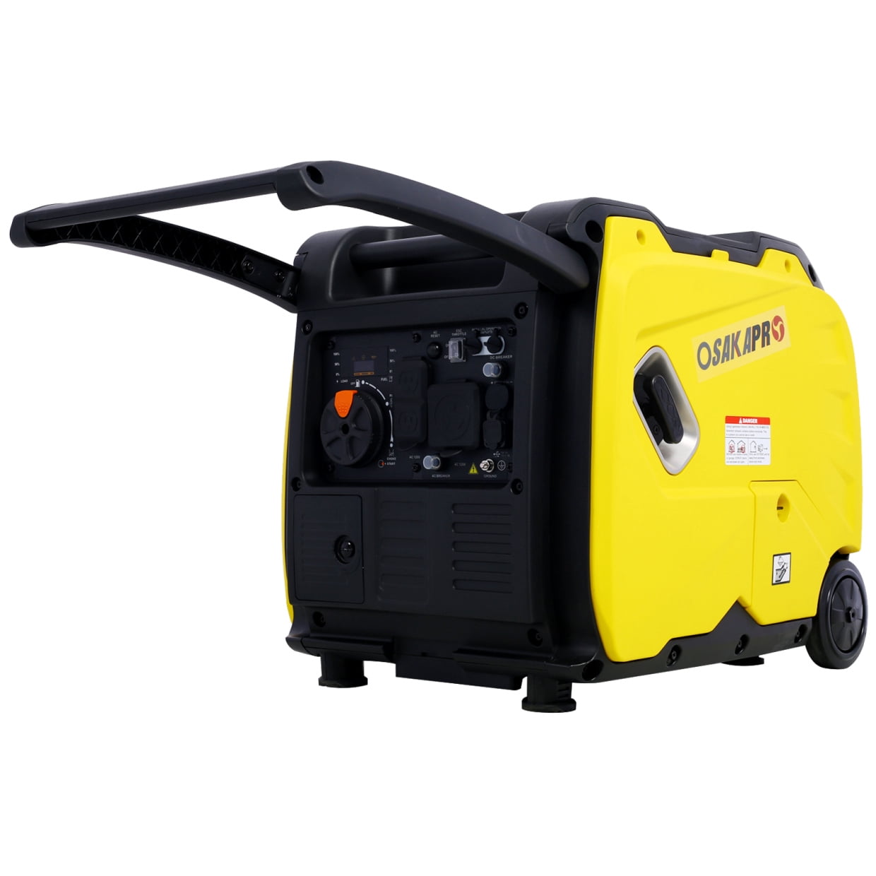 Super Quiet Inverter Generator for Home Use, 4500w Portable Generator Electric with Foldable Handle & Wheel, 2.3 Gallon Oil, Fuel Tank, Yellow