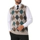 thumbnail image 4 of INSPIRE CHIC Chaleco de Suéter Sin Mangas de Cuello en V de Cuadros Argyle para Hombre L Marrón Claro, 4 of 5