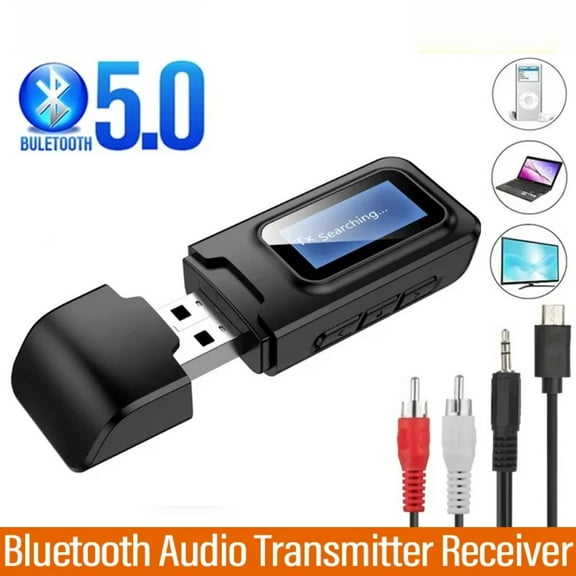 USB Bluetooth 5.0 Audio Transmitter Receiver LCD Display 3.5MM AUX RCA Stereo Wireless Adapter Dongle For PC TV Car Headphones