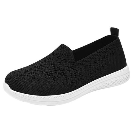 Sopiago Womens Slip On Shoes Mesh Flats Walking Shoes Breathable Non Slip Shoes Casual Flats Comfortable Loafers for Women Black 8.5