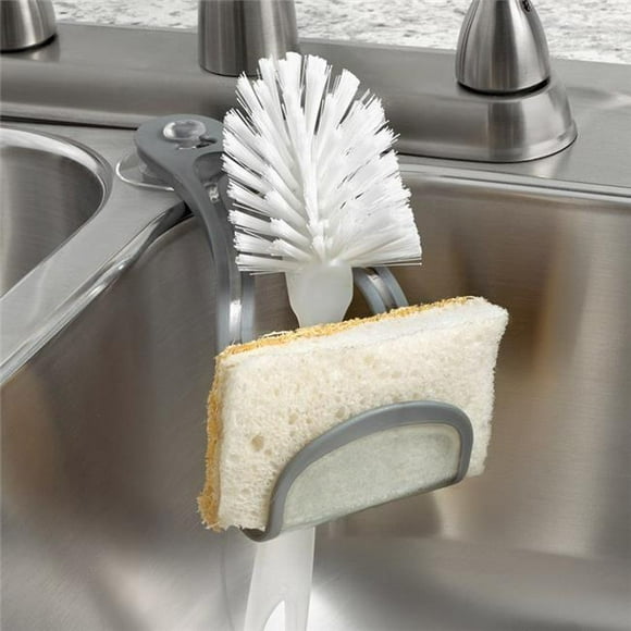 Spectrum Diversified 07812 7.5 in. Cora Suction Sink Sponge & Brush Holder&#44; Gray & Clear