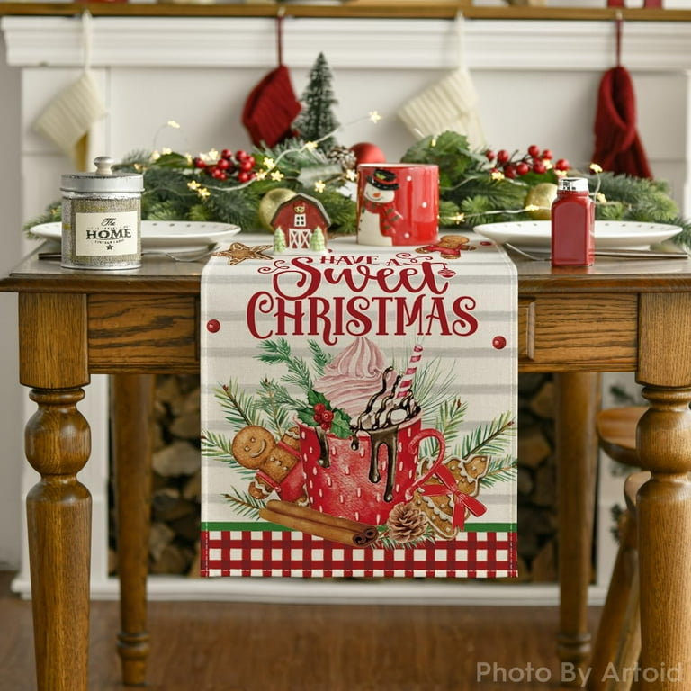 Smile Ice Cream Merry Gingerbread Christmas Table Runner, 13 x 72
