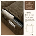thumbnail image 5 of Aukfa 42 inch Chaise Lounge w/ 2 Cupholders, Storage Ottoman, Plush Chair Bed for Living Room, Brown, 5 of 11
