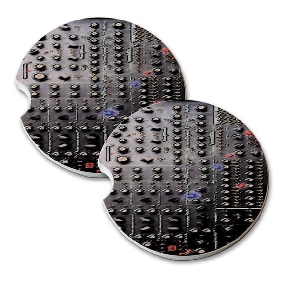 KuzmarK Sandstone Car Drink Coaster (set of 2) - Analog Synthesizer