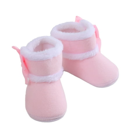 

Prreey Toddler Baby Girls Boots Winter Warm Soft Sole Fluffy Cute Non Slip Shoes for Newborn Infant