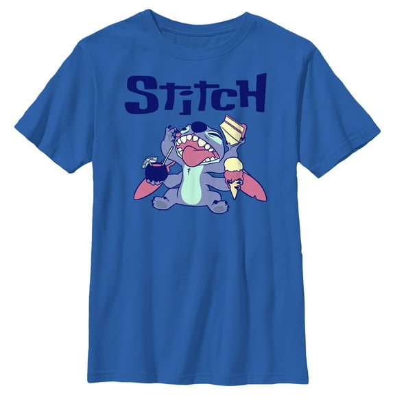 Boy's Lilo & Stitch Munchies Stitch  Graphic Tee Royal Blue X Large
