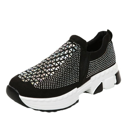 

Holiday Savings Deals! Kukoosong Sneakers for Women Mesh Breathable Rhinestone Sneakers Slip on Casual Walking Runnnig Shoes Womens Plus Size Non Slip Work Shoes for Women Food Service Black 7.5