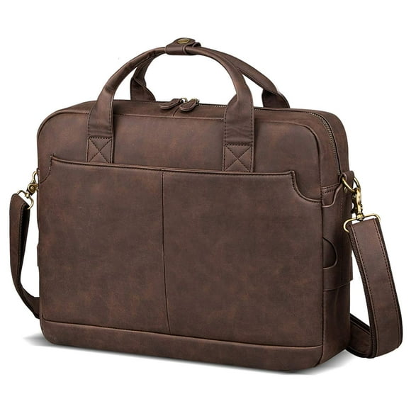 Leather Briefcases for Men Laptop Briefcase 15.6 Inch Business Messenger Bag for Men Computer Bag Retro Waterproof Brown, Perfect Gifts For Husband/Birthday Gifts for Men