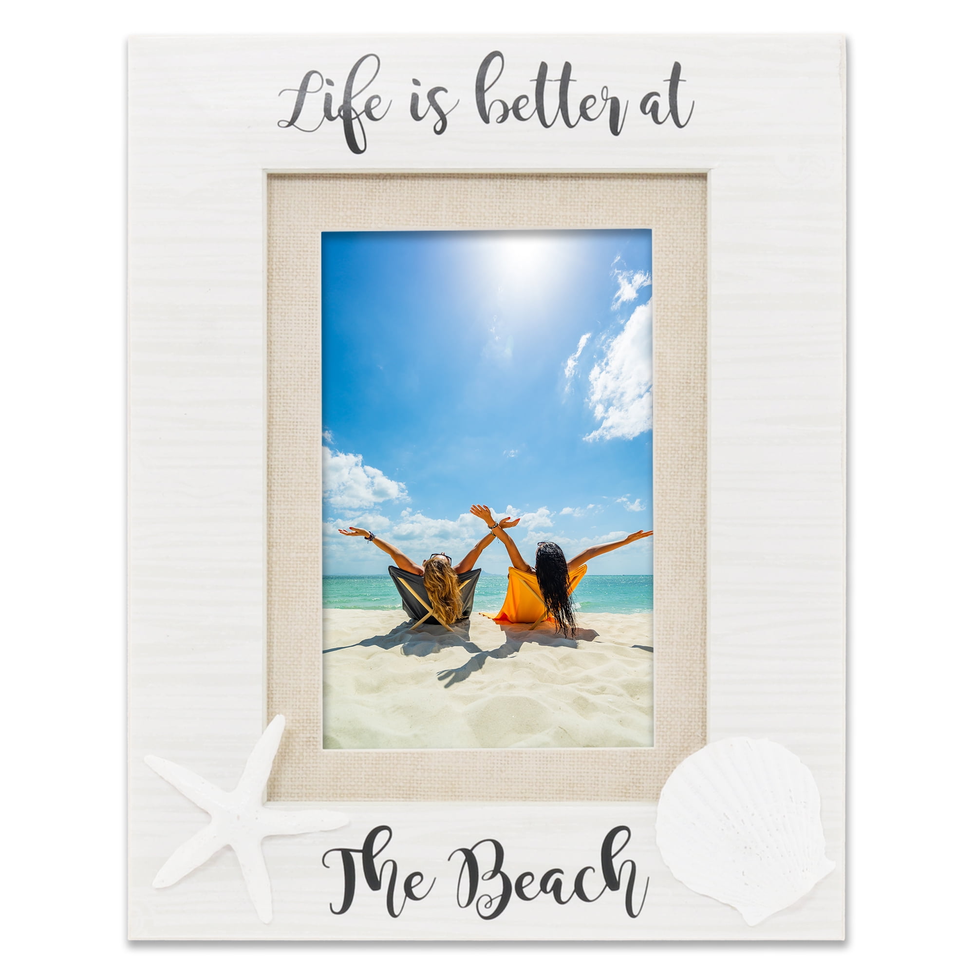 4x6 or 5x7 Life is Better at the Beach Picture Frame - Shell Design