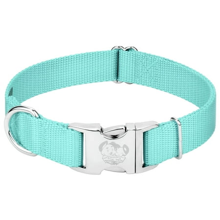 Country Brook Petz&reg; Premium Nylon Dog Collar with Metal Buckle for Small Medium Large Breeds (Large 1 Inch Light Cyan)