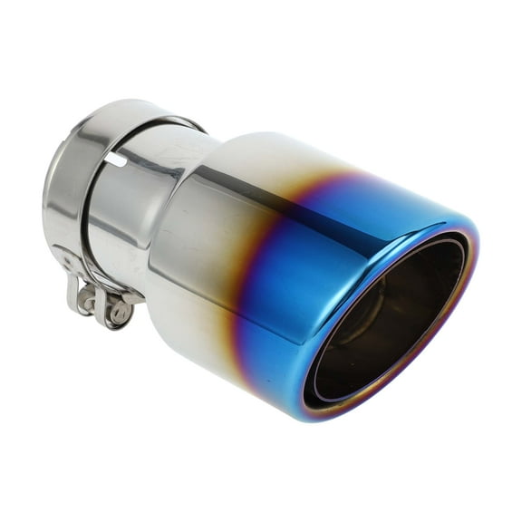 Unique Bargains 1 Set Double Wall Exhaust Tip 2.5" Inlet Stainless Steel Silver Tone Blue Clamp