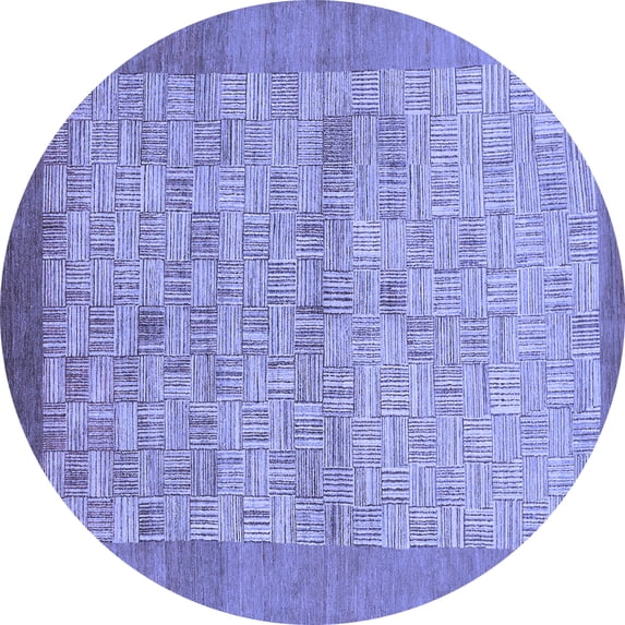 Ahgly Company Machine Washable Indoor Round Abstract Blue Modern Area Rugs, 5' Round
